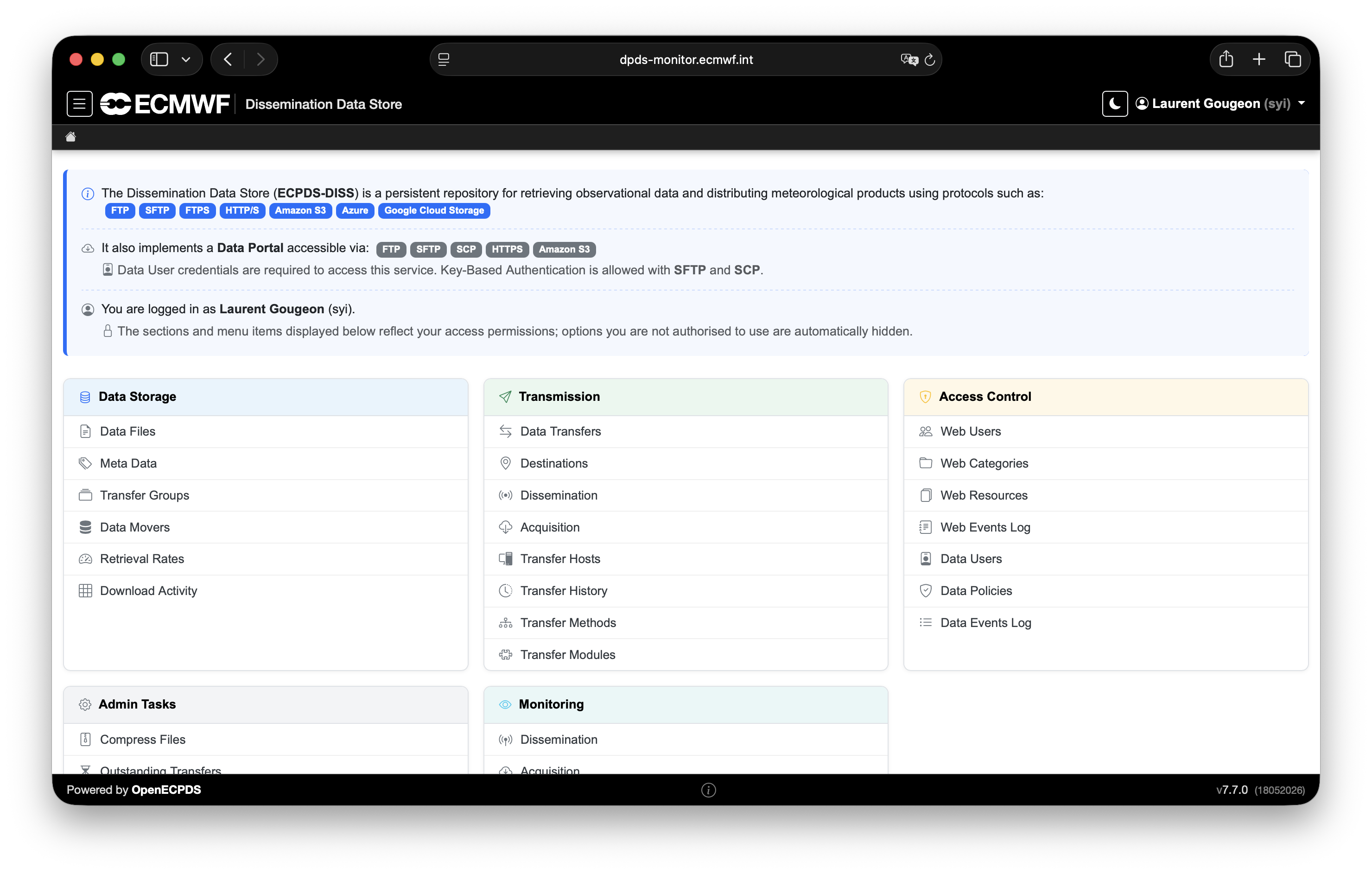 OpenECPDS entities in the web interface