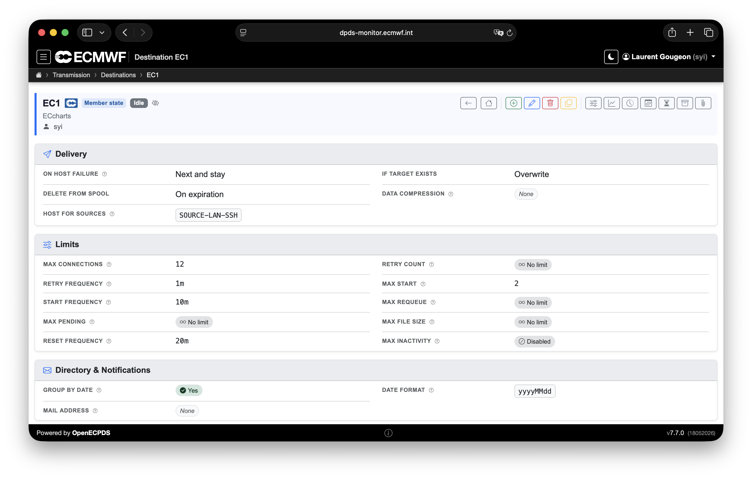 Destination transfer scheduler configuration