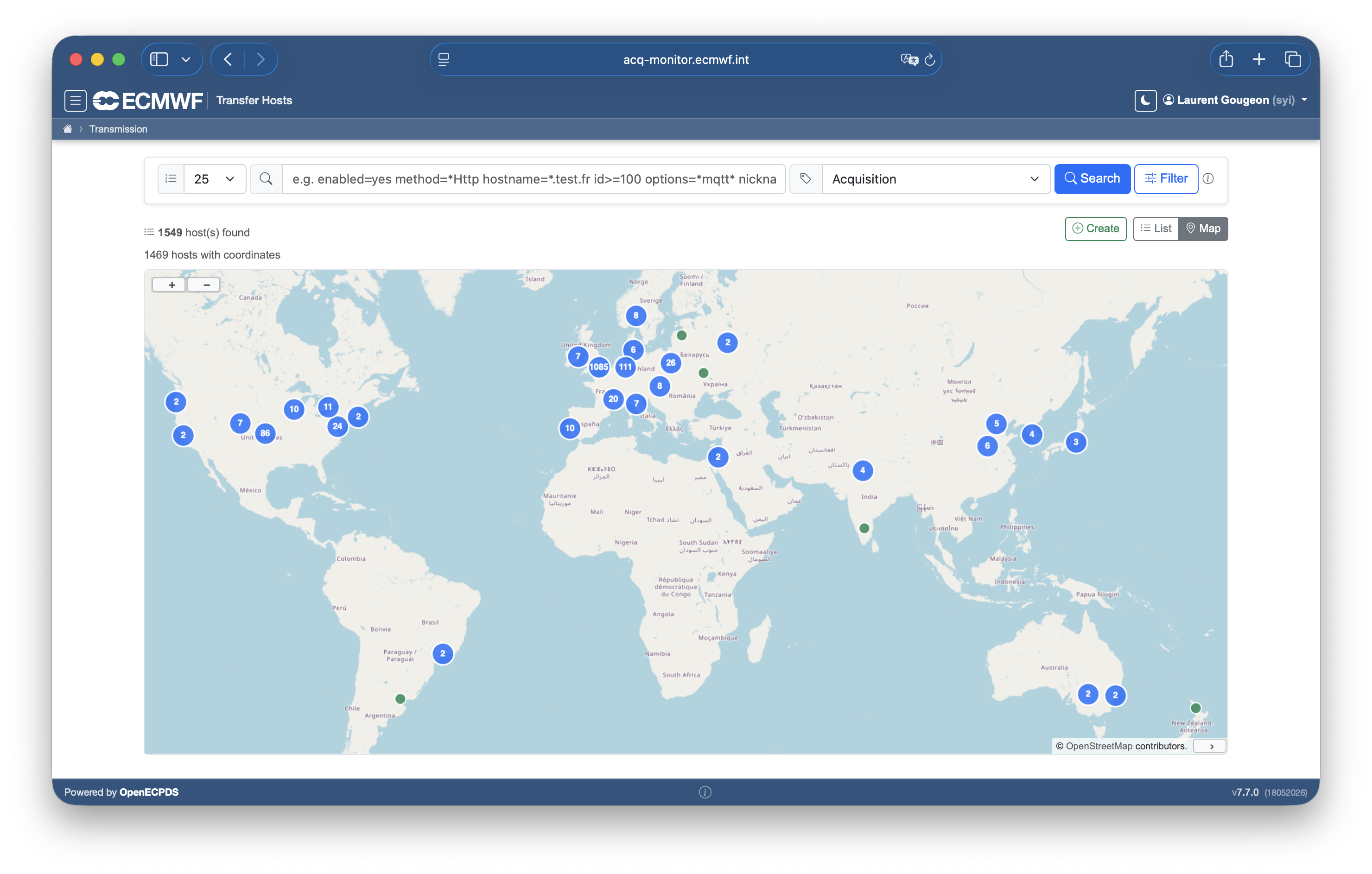 Global Reach of OpenECPDS Data Acquisition